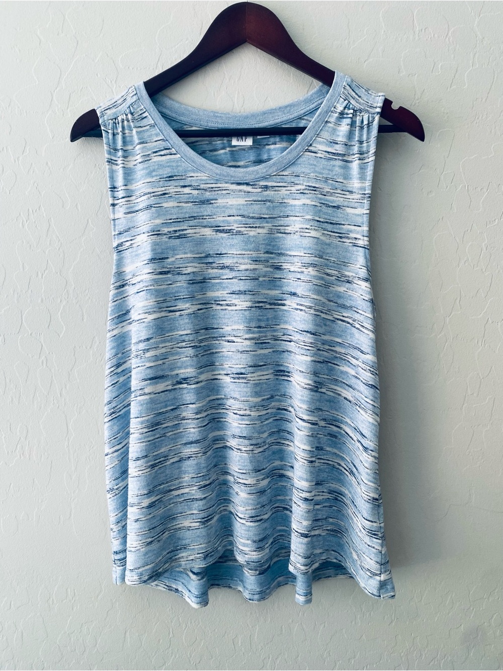 GAP Blue Space Dye Tank Top Size S, Tie Back Strappy Detail